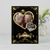 ゴールデン・アニバーサリー・ラブハート Then & Now フォト 箔招待状 (立ち正面)