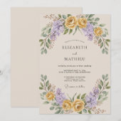 ゴールデン・アメジストの花輪の結婚式 招待状 (正面/裏面)