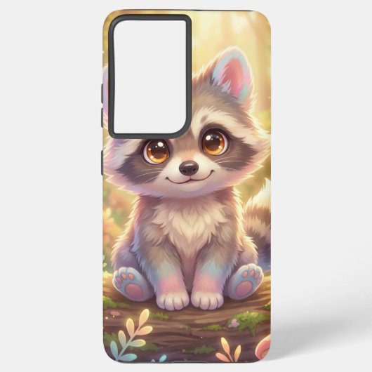 ゴールデン・アライグマ Phone Case – かわいい森の雰囲気 Samsung Galaxyケース (裏面)