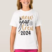 ゴールデン・アンド・ブラックの新年のカスタマイズクルー（年）の子ども Tシャツ (正面)
