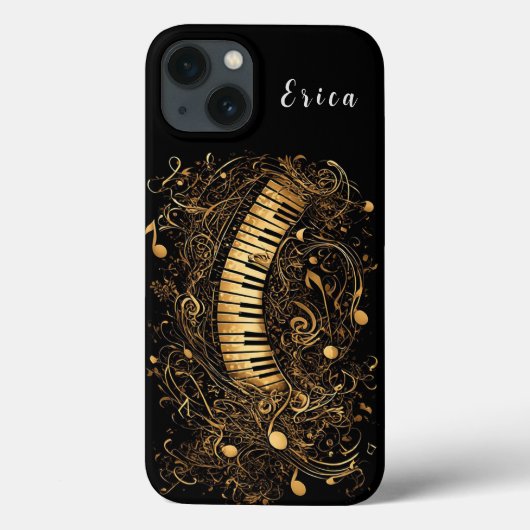ゴールデン・アーティスティック・ピアノと音符 Case-Mate iPhoneケース (裏面)