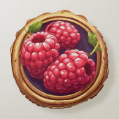 ゴールデン・アートワークに収められたフレッシュ・ラズベリー ラウンドクッション (裏面)