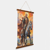 ゴールデン・アーマーの英雄的なトランプ・ウォリアー 吊り下げ型タペストリー (傾斜あり)