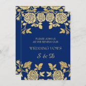 ゴールデン·イングリッシュ·バラの青い誓いの更新 招待状 (正面/裏面)