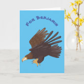 ゴールデン·イーグルおもしろいの漫画イラストレーション カード (黄色い花)