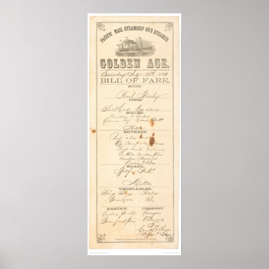 「ゴールデン・エイジ」蒸し器のメニュー（1276A） ポスター (正面)