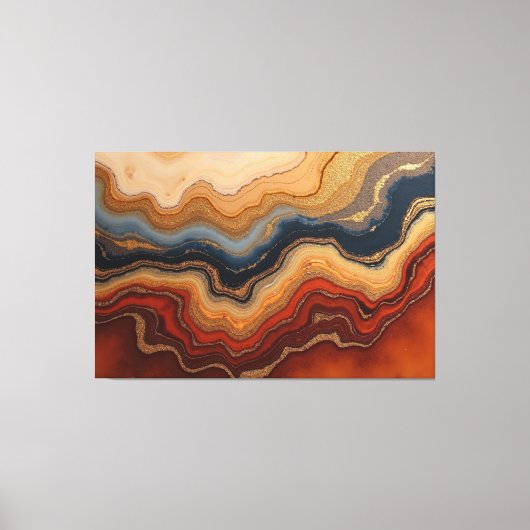 ゴールデン・エロージョン – 60"x 40" 抽象的な流動芸術 キャンバスプリント (正面)