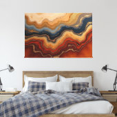 ゴールデン・エロージョン – 60"x 40" 抽象的な流動芸術 キャンバスプリント (インサイチュ (寝室))