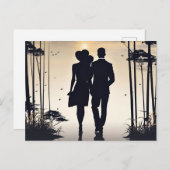 ゴールデン・エンブレイスの愛のシルエット ポストカード (正面/裏面)