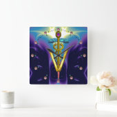 ゴールデン·カデュース獣医のシンボル スクエア壁時計 (ホーム)