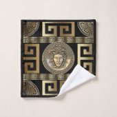 ゴールデン・ギリシャ・メドゥーサと鍵・オブ・ライフ バスタオルセット (ウォッシュタオル)