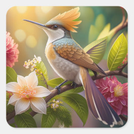 ゴールデン・クレステッド・ハニーイーターの幻想の鳥 スクエアシール