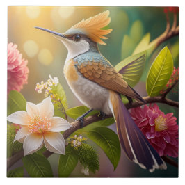 ゴールデン・クレステッド・ハニーイーターの幻想の鳥 タイル