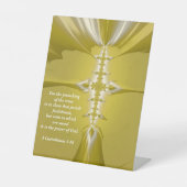 ゴールデン・クロス・フラクタルアートとバイブル・バース 台座サイン (正面)