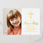 ゴールデン・クロス・ホーリー・ファースト・コミュニオンフォト実在 箔招待状 (正面)