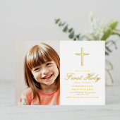 ゴールデン・クロス・ホーリー・ファースト・コミュニオンフォト実在 箔招待状 (立ち正面)