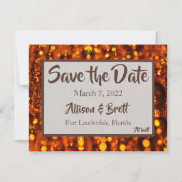 ゴールデン·グリッター·ライトが日付カードを節約 セーブザデート