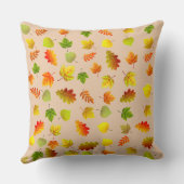 ゴールデン、グリーン、オレンジ紅葉オンベージュ クッション (裏面)