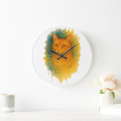 ゴールデン・グロー：水彩猫Tシャツ ラージ壁時計 (ホーム)