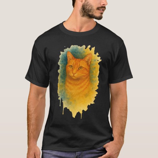 ゴールデン・グロー:水彩猫Tシャツ Tシャツ (正面)