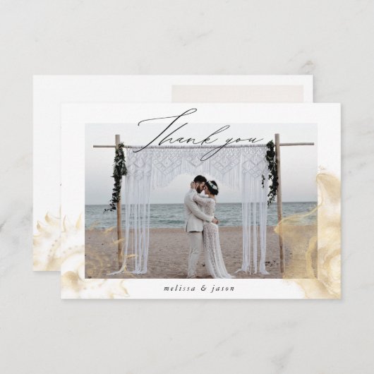 ゴールデン・コースト2枚結婚の写真 サンキューカード (正面/裏面)