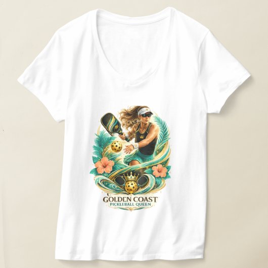 ゴールデン・コースト・ピックルボール・クイーン Tシャツ (レイダウン)