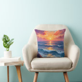 ゴールデン・コースト | 海の夕焼け水彩画 クッション (椅子)