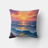 ゴールデン・コースト | 海の夕焼け水彩画 クッション (裏面)