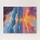 ゴールデン・コースト | 海の夕焼け 水彩画 ジグソーパズル (横)
