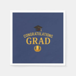 ゴールデン・サクセス卒業テーマ王室の- & 金ゴールド スタンダードカクテルナプキン