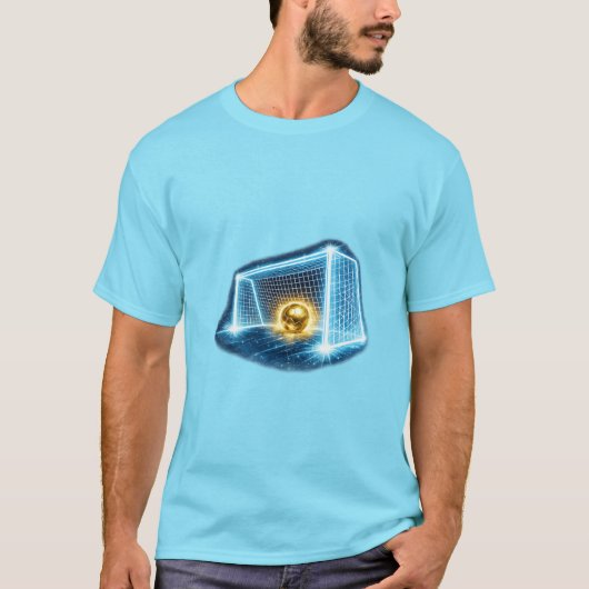 ゴールデン サッカーゴール ネオン スポーツ アート Tシャツ (正面)