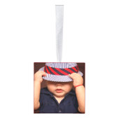 ゴールデン・ジョイ |赤い聖降誕祭（写真付き） キューブオーナメント (右)