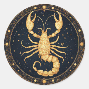 🦂 ゴールデン・スコーピオンの占星術記号 ミスティカル ラウンドシール