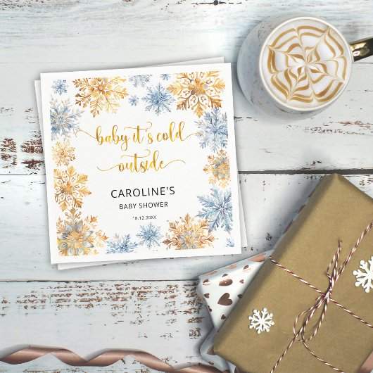 ゴールデン・スノーフレークベビー外は寒い スタンダードカクテルナプキン