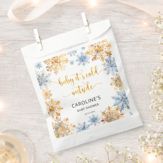 ゴールデン・スノーフレークベビー外は寒い フェイバーバッグ (クリップ留めされた状態)