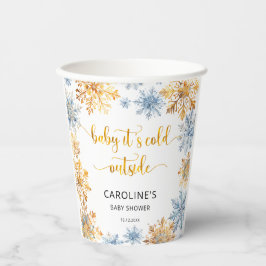 ゴールデン・スノーフレークベビー外は寒い 紙コップ