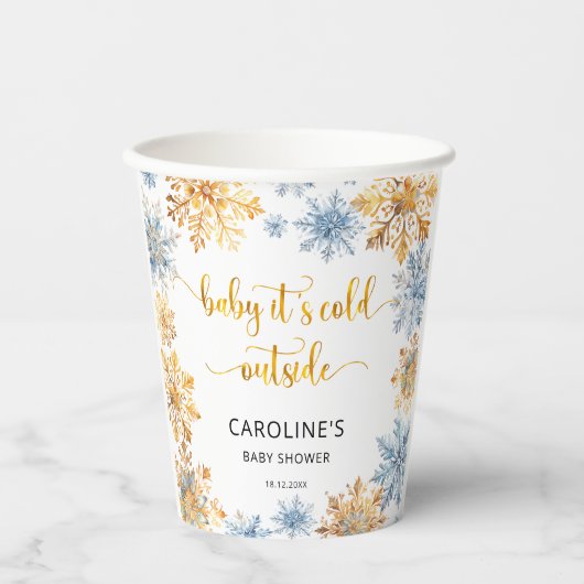 ゴールデン・スノーフレークベビー外は寒い 紙コップ (正面)
