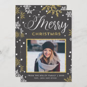 ゴールデン·スノーフレーク·クリスマス·ニュースレター写真 シーズンカード (正面/裏面)