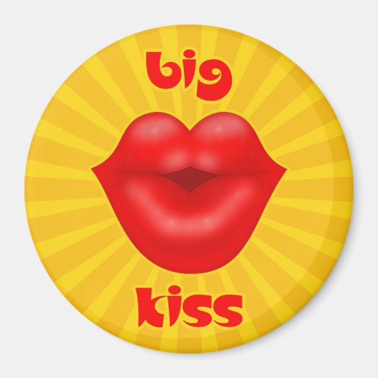 ゴールデン・ソーラー・レイズ 赤い唇 大きなキス マグネット (正面)