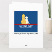 ゴールデン・ドッグがボール・誕生日・カードを持つ サンキューカード (裏面)