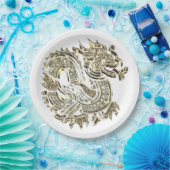 ゴールデン·ドラフェイクゴン金箔ロエレガントゴ ペーパープレート (パーティー)