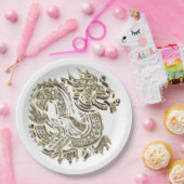 ゴールデン·ドラフェイクゴン金箔ロエレガントゴ ペーパープレート (パーティー)