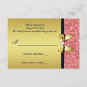 ゴールデン ネイビー コーラル シーケンス ダイヤモンド ボウ RSVP (裏面)