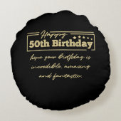 ゴールデン・ハッピー50誕生日の希望 ラウンドクッション (裏面)