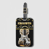 ゴールデン・バイオリンで捕らえられたカウボーイ・ホース・スピリット ラゲッジタグ (正面縦)
