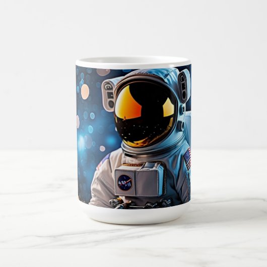ゴールデン・バイザー宇宙飛行士の肖像 コーヒーマグカップ (中央)