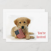 ゴールデン・パピーとアメリカ国旗 招待状 (正面/裏面)