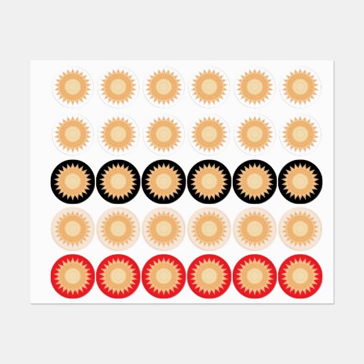"ゴールデン・ヒマワリの曼荼羅 - あなたの中の光" ラベル (シート)