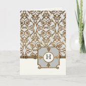 ゴールデン フィリグリー、グレー - 結婚式のお礼状 サンキューカード (正面)