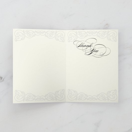 ゴールデン フィリグリー、グレー - 結婚式のお礼状 サンキューカード (内部)
